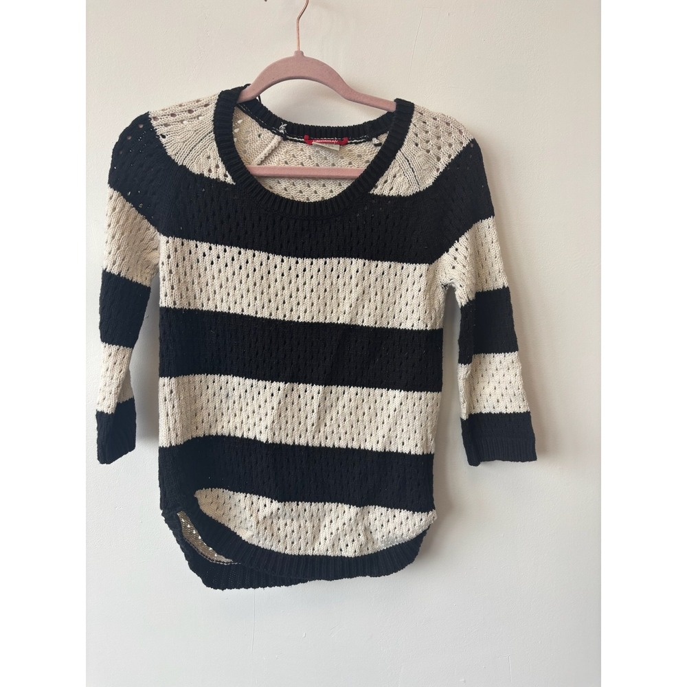 VTG Union Bay‎ Sweater M Black Striped Knit Pullover Crewneck Casual Y2K Goth
